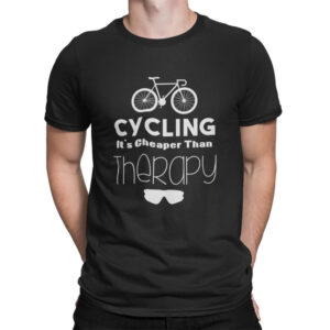 мъжка тениска с надпис cycling vs therapy