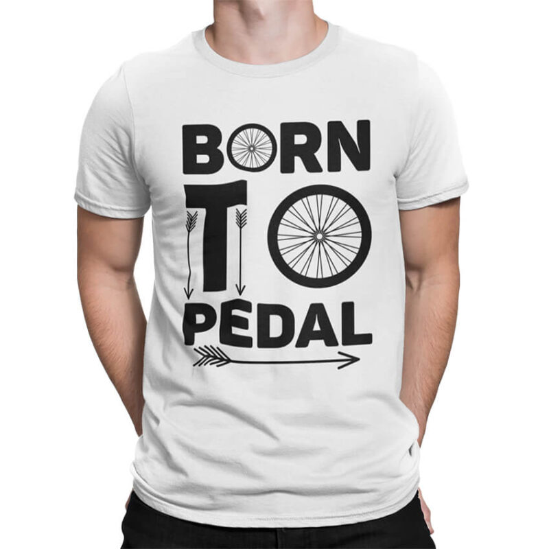 мъжка тениска с надпис born to pedal