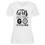 дамска тениска с надпис real girls go cycling