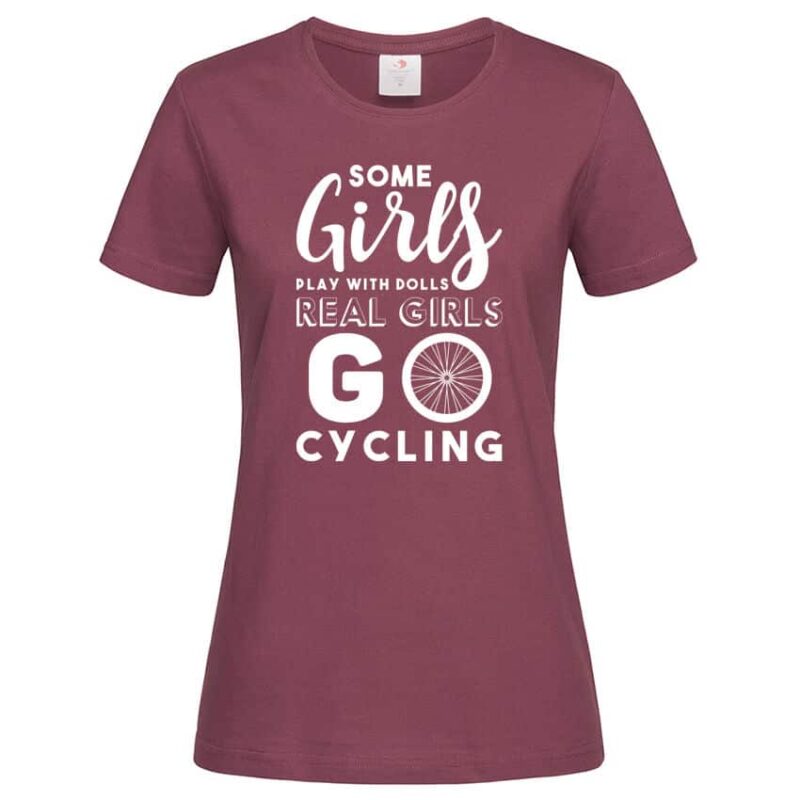 дамска тениска с надпис real girls go cycling