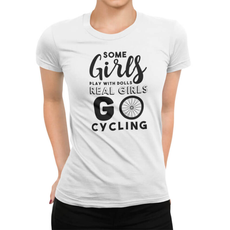 дамска тениска с надпис real girls go cycling