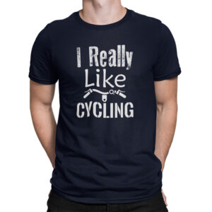 мъжка тениска с надпис I really like cycling