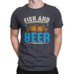 мъжка тениска с надпис fish and beer