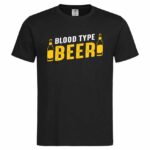 мъжка тениска с надпис за бира blood type beer