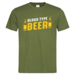 мъжка тениска с надпис за бира blood type beer