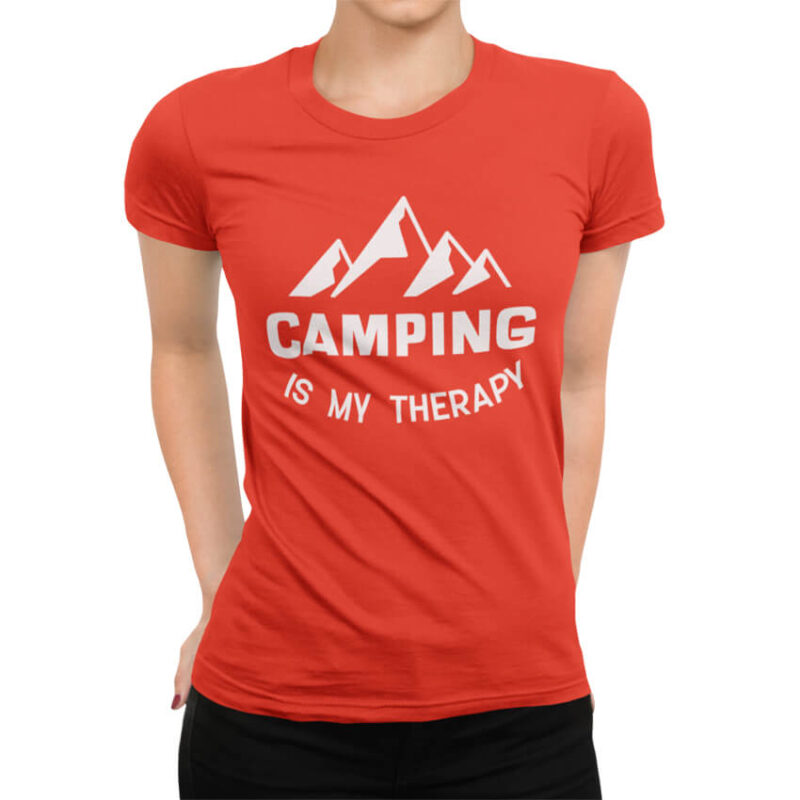 дамска тениска camping is my therapy тениски с надписи