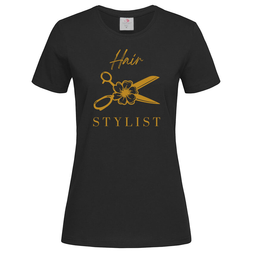 Дамска Тениска Hair Stylist (Черен, L)