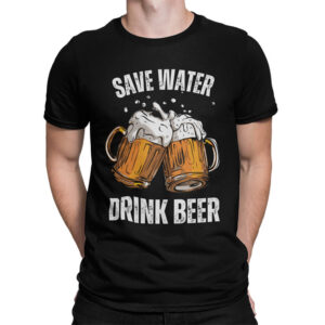 мъжка тениска с щампа save water drink beer