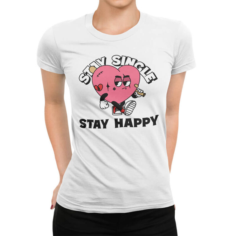 дамска тениска с щампа stay happy