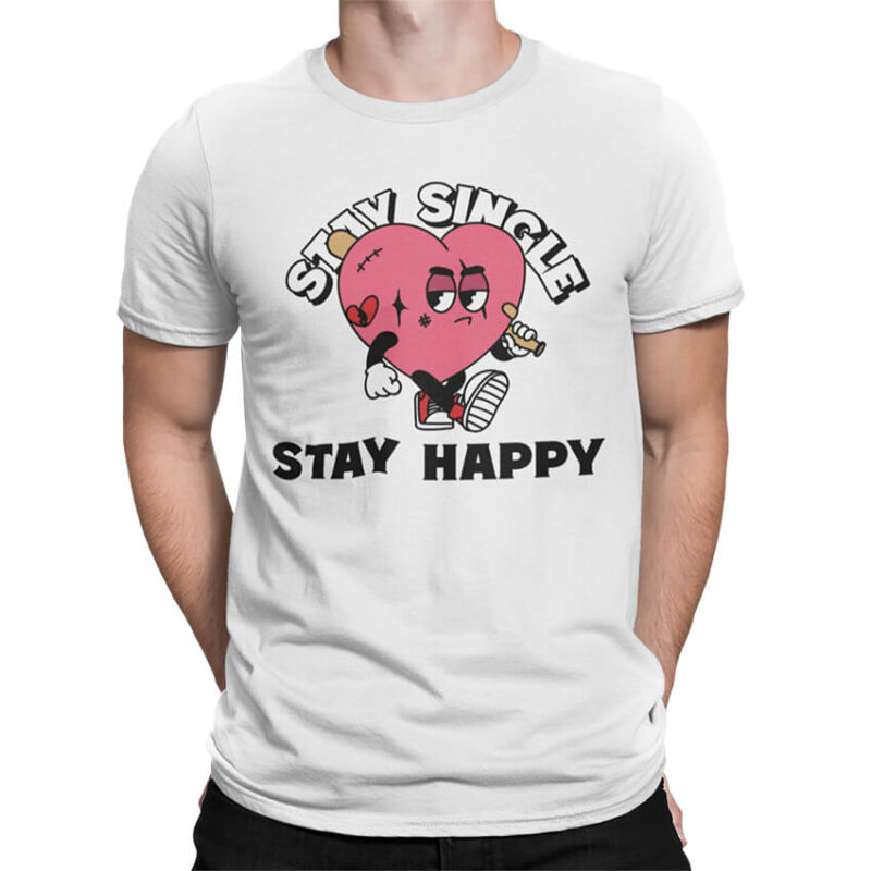 мъжка тениска с щампа stay happy