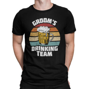 мъжка тениска с щампа за ергенско парти groom's drinking team