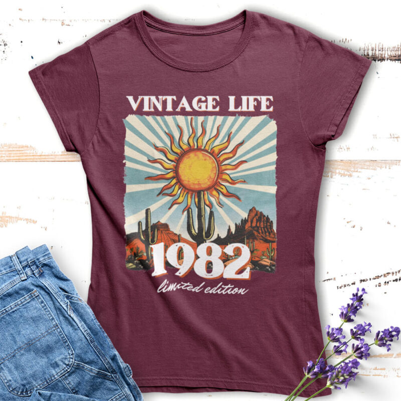 дамска тениска с щампа vintage life